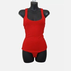 Michael Kors Collection Size 0 Matte Jersey Bodysuit Red Racerback Italy $625
